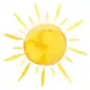 C'est un dessin d'un soleil jaune qui est arrive enfin lorsque les tempêtes, les orages et les nuages sont passés. Le burn-out est derrière vous et les beaux jours se montrent enfin.